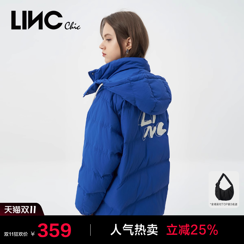 LINC复古学院风中长款羽绒服女