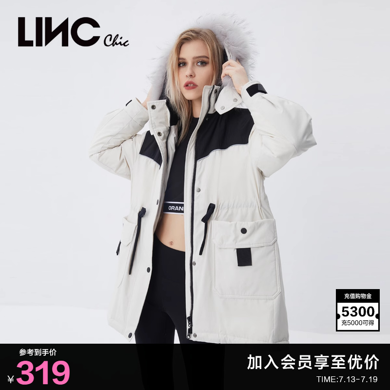 linc新款女式毛領羽絨服金羽杰