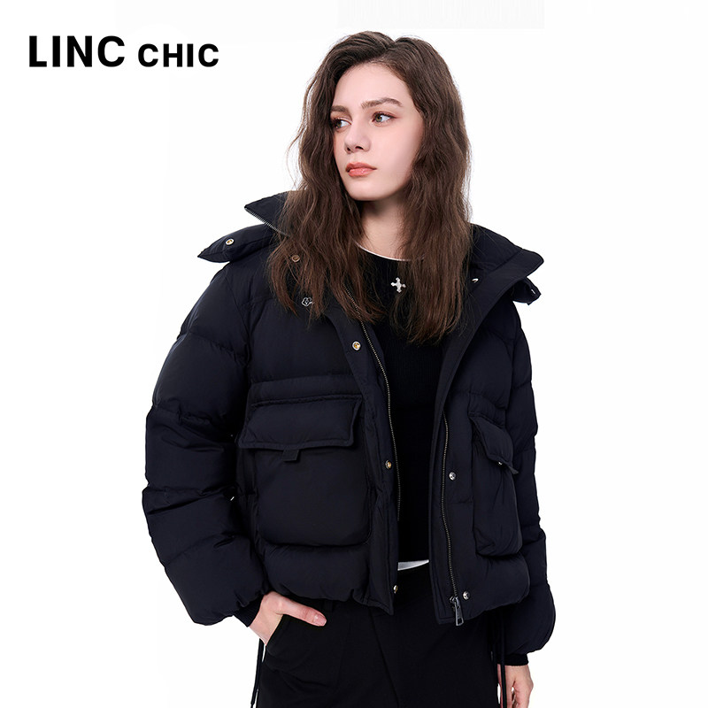 LINCCHIC金羽杰2025年冬季新款落肩廓形设计感短款羽绒服1223