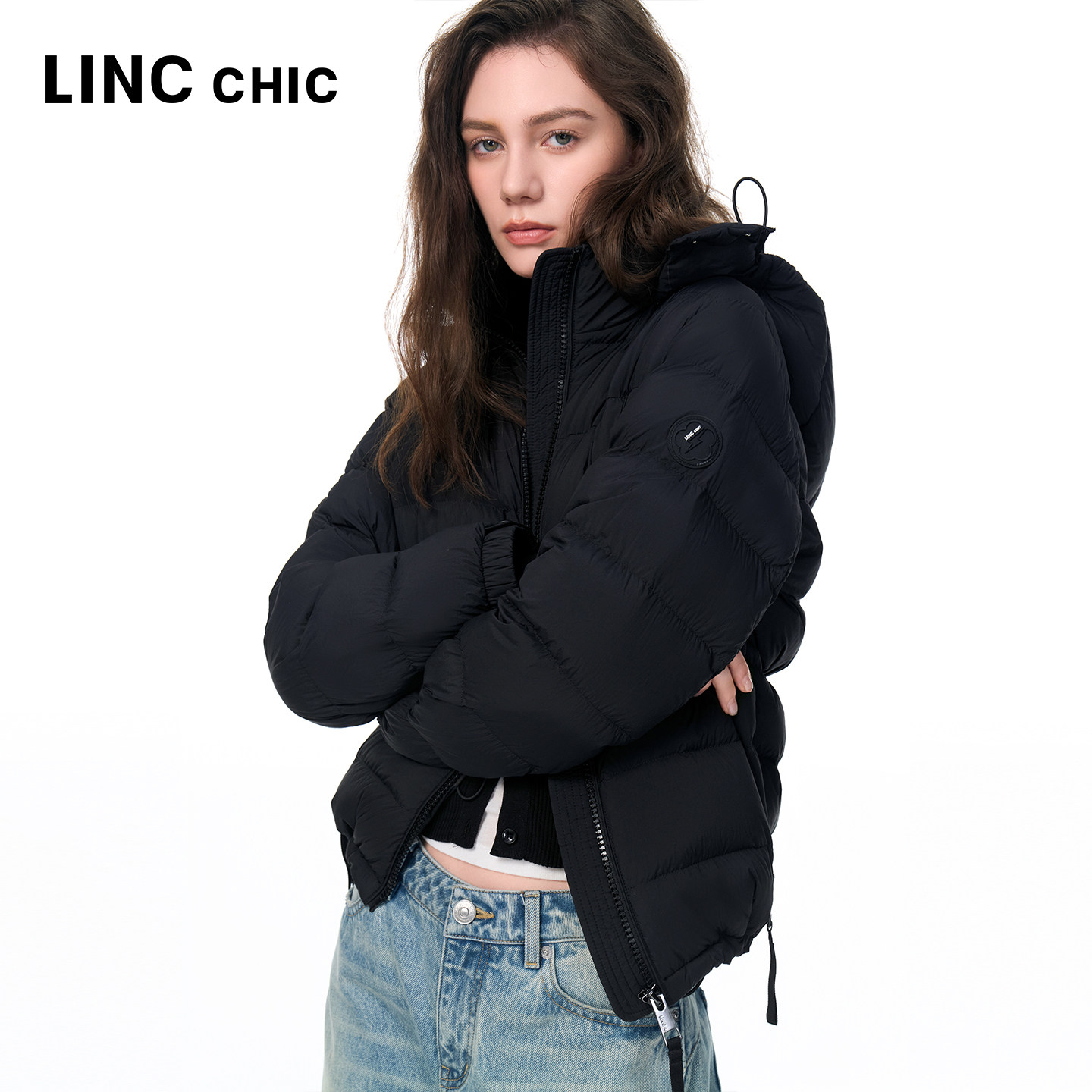LINC金羽杰羽绒服女新款面包服超轻短款收腰羽绒外套女反季1031