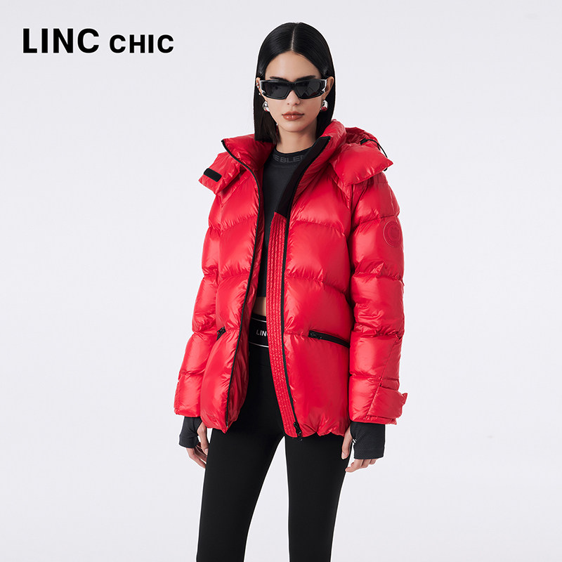 LINCCHIC金羽杰2023秋冬新品超轻亮彩潮流面包服短款羽绒服女2324