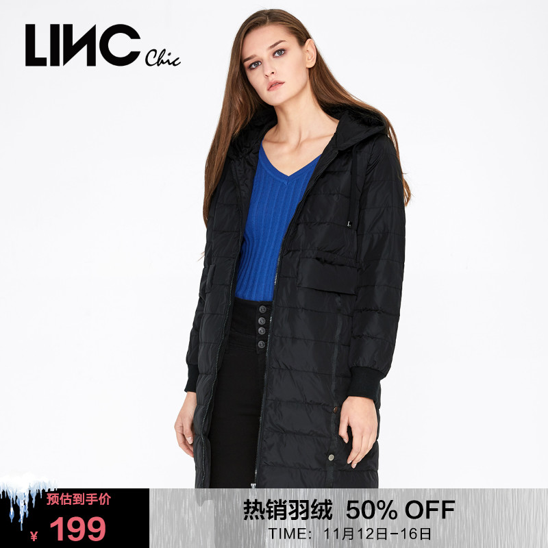 LINC金羽杰羽绒服女新款风衣感中长款防风轻薄羽绒服女装8323471