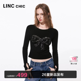 T恤女S261FK097Y 圆领璀璨设计长袖 LINCCHIC金羽杰2026年春季 新品