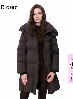 LINC金羽杰翻领羽绒服女款2025新款大衣感中长款羽绒服女冬6266Y