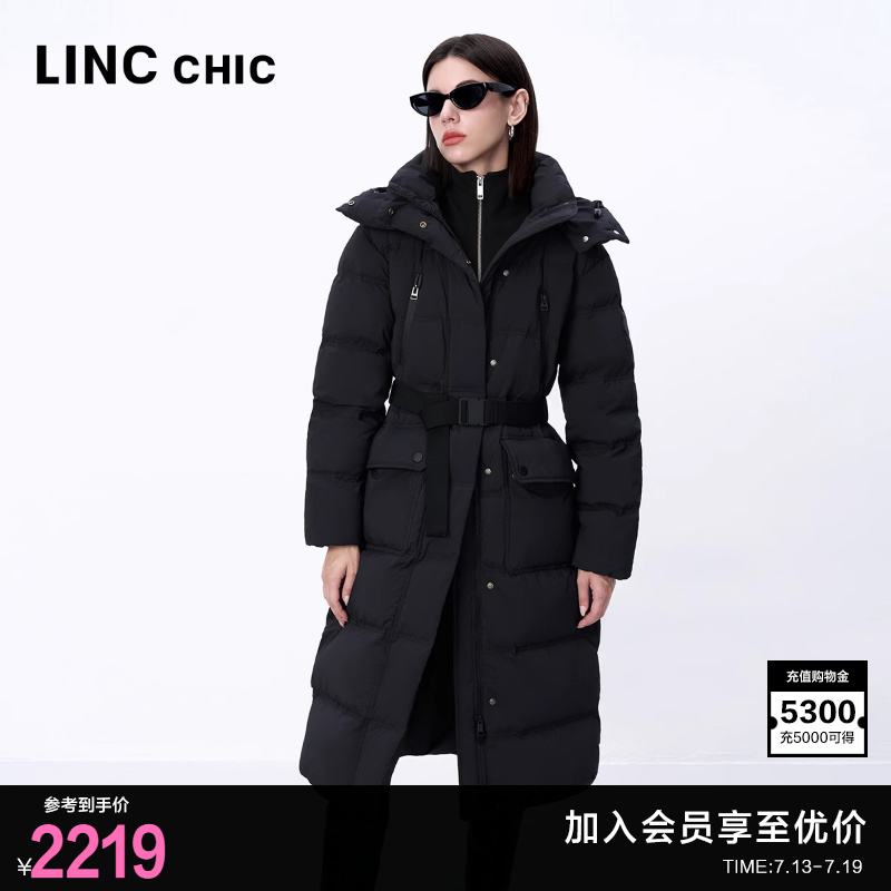 【90%鹅绒】LINC金羽杰羽绒服女款2024新款风衣感长款羽绒服女冬