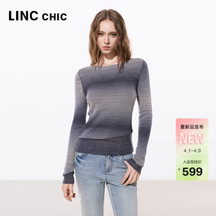 LINCCHIC金羽杰2026年春季 一字领斜裁修身 针织衫 SW034YY 新品