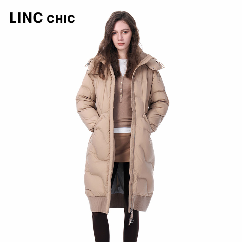 【设计师联名款】LINCCHIC金羽杰23秋冬新品鹅绒轻体长款羽绒服女