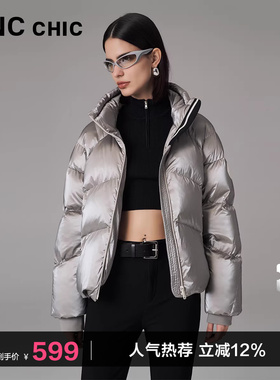【明星同款】LINC金羽杰短款羽绒服女潮酷立领羽绒服外套女1238