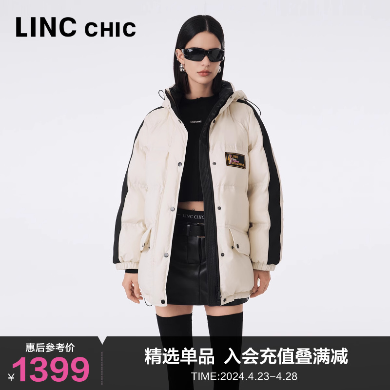 LINC金羽杰中长款羽绒服女冬季2023新款面包服功能性防雨雪3190