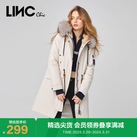 LINCCHIC金羽杰羽绒服女毛领派克服中长款羽绒服女冬季2044396