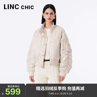 羽绒服女冬季 LINCCHIC金羽杰羽绒服女潮酷飞行员夹克短款 外套1101