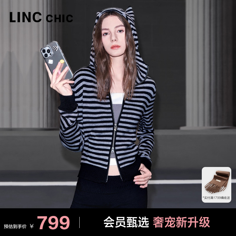 绵羊毛连帽针织可爱时尚开衫