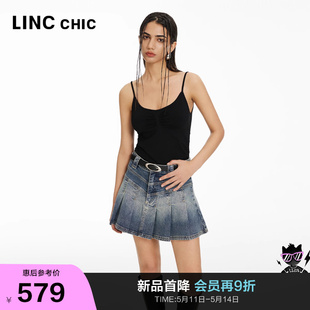 LINCCHIC金羽杰2024年夏季 短裙女S242DK310Y 高腰牛仔A版 新品