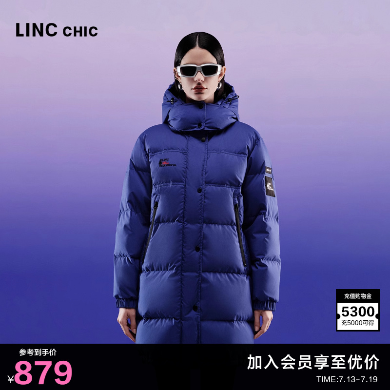 LINC金羽杰中长款羽绒服女款冬季新款都市机能防雨雪羽绒外套3218
