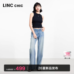 子中高腰宽松直筒牛仔裤 裤 女天丝JE229Y 新款 LINC金羽杰浅色牛仔裤