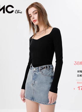 LINCCHIC金羽杰半身裙减龄休闲A字牛仔短裙女夏户外穿搭S222DK615