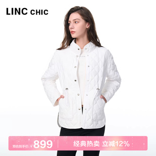 LINC金羽杰羽绒服女春新款羽绒服立领菱形轻暖羽绒服外套女2101Y