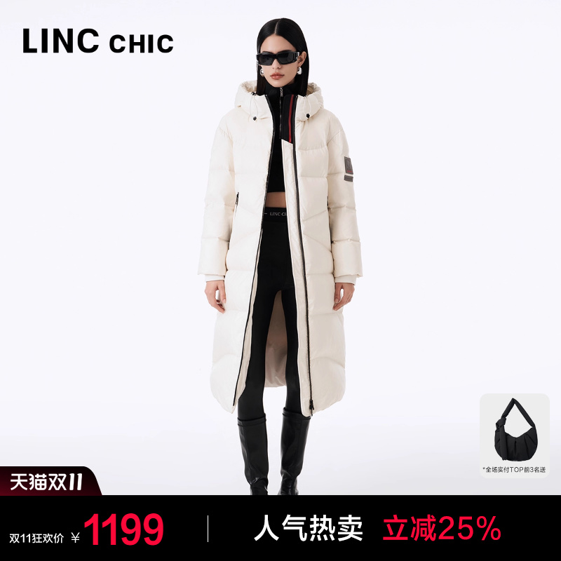 都市机能超长防风加厚羽绒服