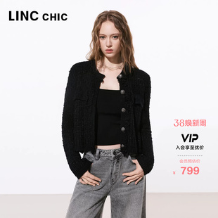 LINCCHIC金羽杰2026年春季新品小香风肌理感针织外套女CR041YY