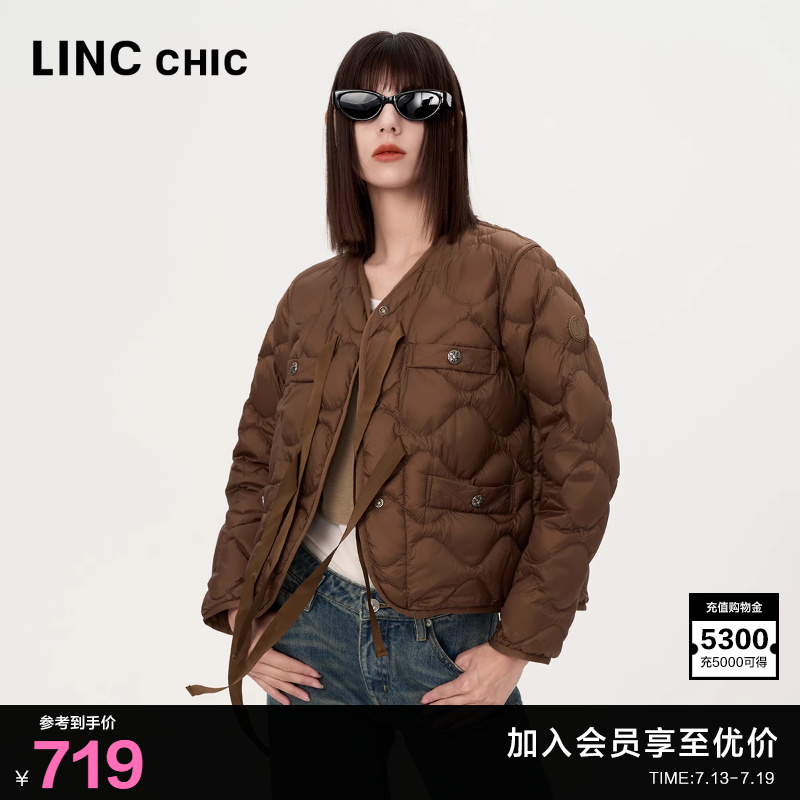 LINC金羽杰羽绒服女款2024新款短款芭蕾感轻薄羽绒服女Y24801157