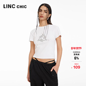 LINCCHIC金羽杰短袖 女T恤夏摩登复古截短修身 T恤女S242TS194Y