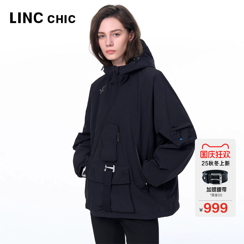 LINC金羽杰2025年秋季新款轻薄羽绒服无性别几何绗线羽绒服女2032
