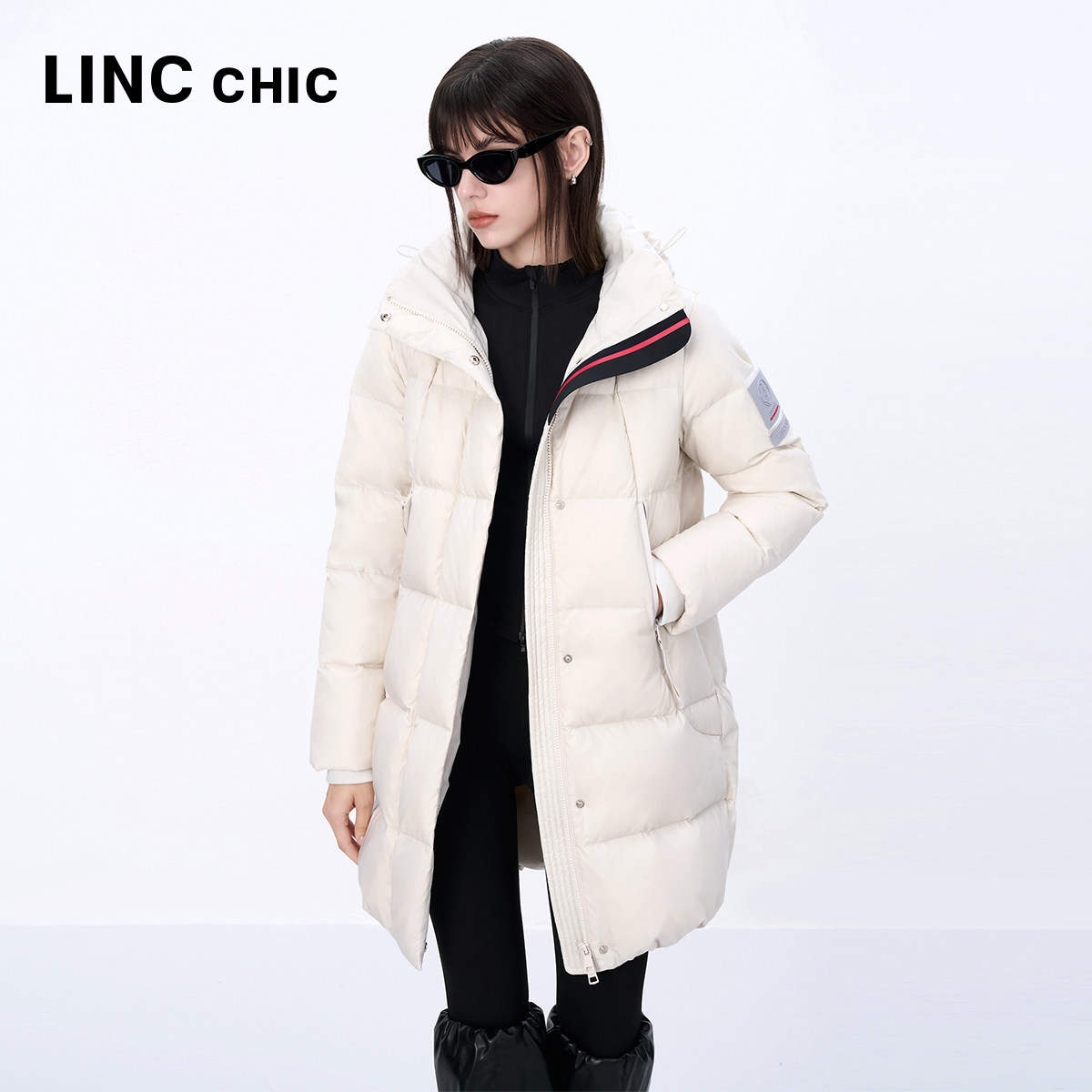 LINCCHIC金羽杰羽绒服女款2024新款都市机能中长款羽绒服女冬3234