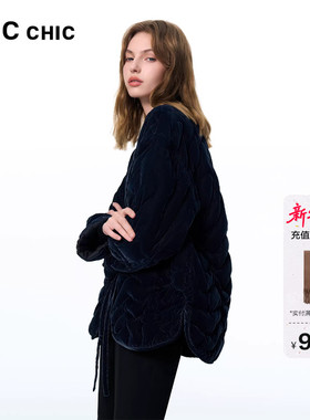 LINCCHIC金羽杰羽绒服女2025年秋季新款丝绒感羽绒外套女2116B