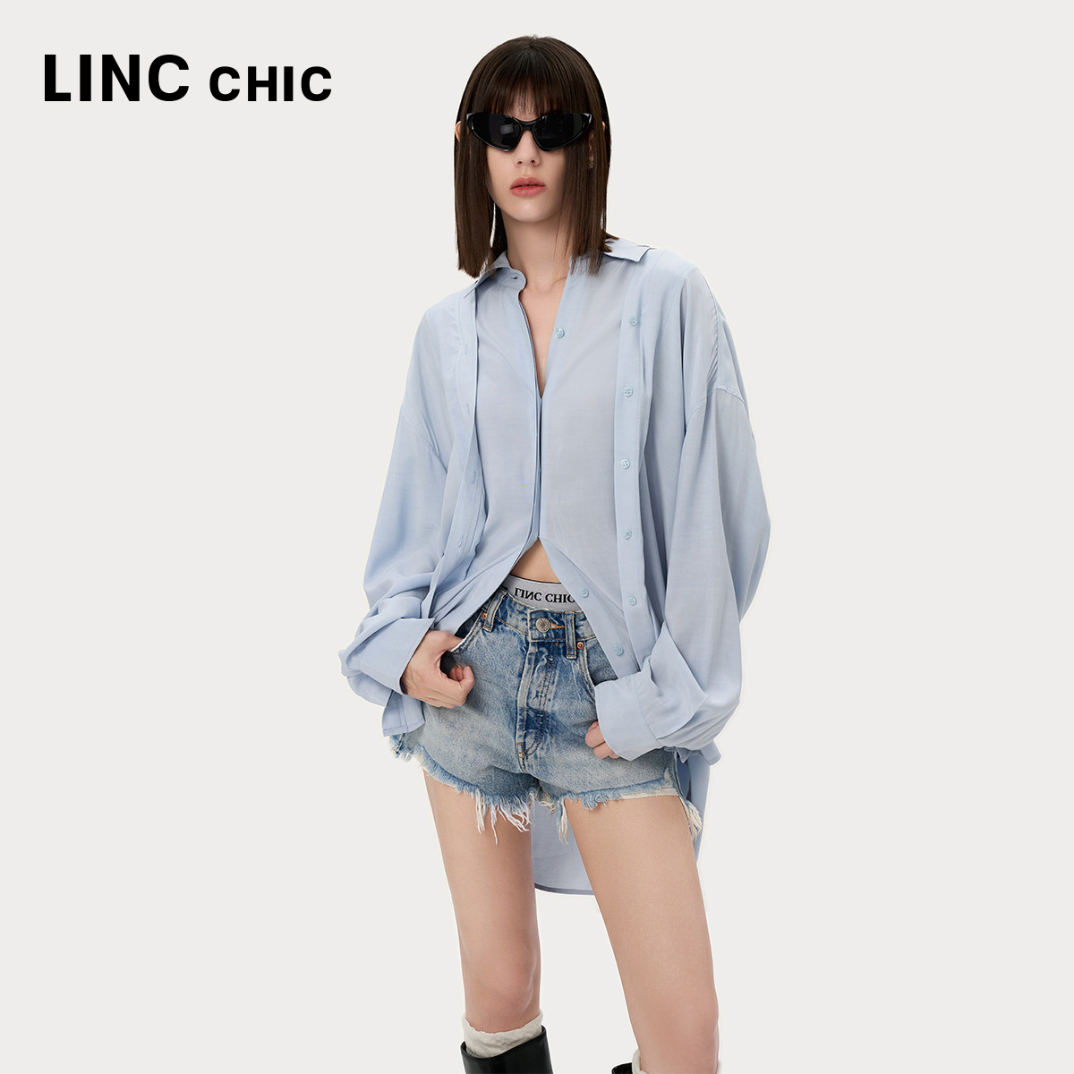 解构双门襟造型感衬衫女潮