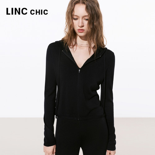 LINCCHIC金羽杰2026年夏季新品动感修身连帽针织开衫S262CR105Y