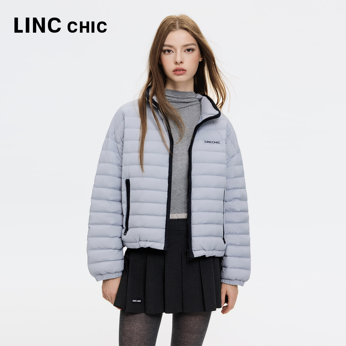 LINCCHIC金羽杰2026年秋季新品立领轻暖排骨短款羽绒服女1086