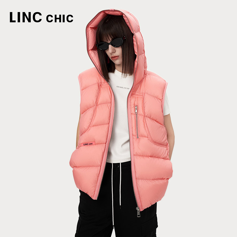 LINCCHIC金羽杰2024年秋季新款潮酷造型感羽绒马甲女Y24805097
