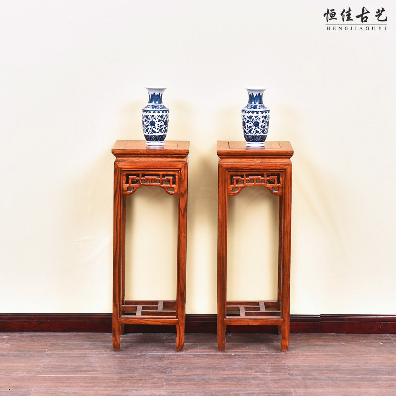 全实木明清仿古中式红木南榆木家具鱼缸花盆景盆栽架落地花架花几
