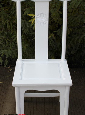 法欧美式南榆木家具复古田园全实木 白色餐椅 单背椅