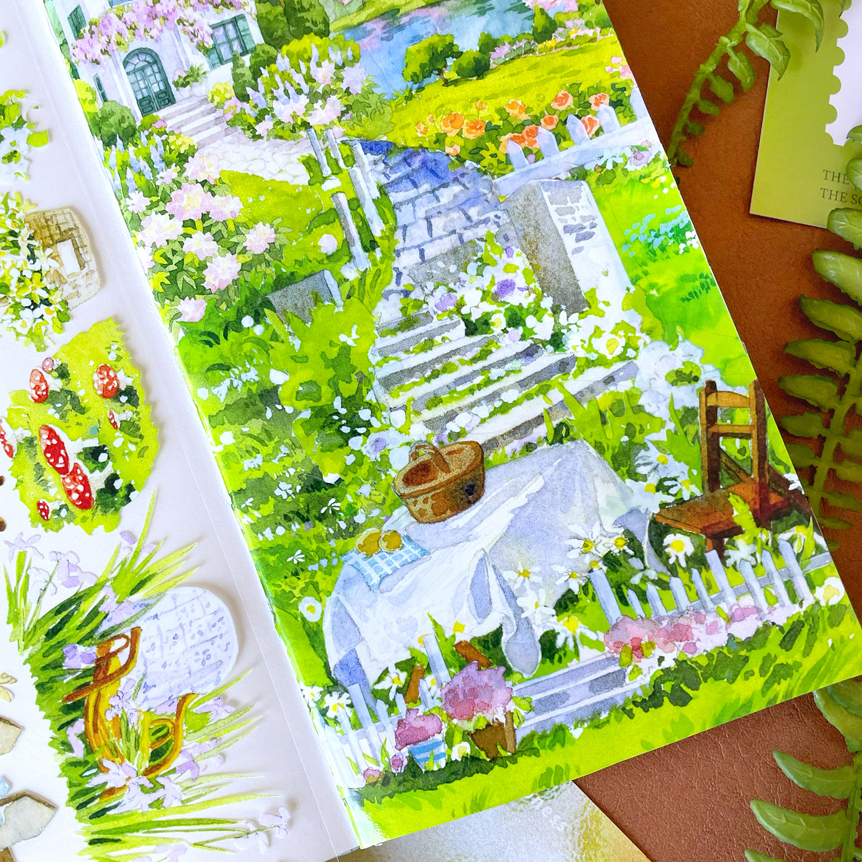 新款造景憩园画境NEW手帐和纸胶带PET田园花园背景建筑贴纸山水草