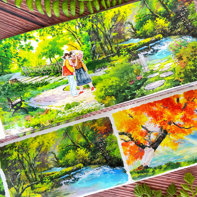 新款造景林荫夹道旅途逸趣树荫摇夏现货NEW手帐和纸胶带PET树贴纸