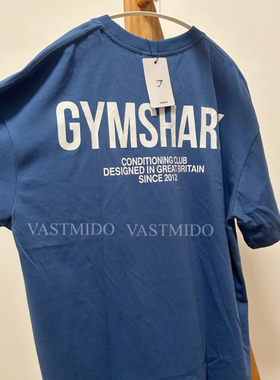 GYMSHAR*K2026春夏新款男女同款蓝色重磅短袖运动棉T恤圆领套头衫