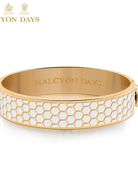 Halcyon Days六边形纹理珐琅手镯奢华大牌首饰潮流简约气质手环女
