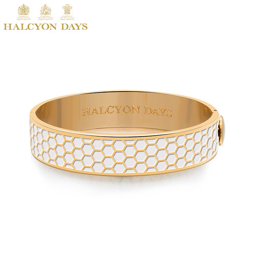 Halcyon Days六边形纹理珐琅手镯奢华大牌首饰潮流简约气质手环女