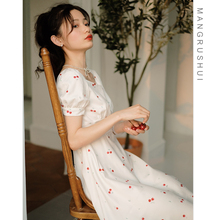 芒如水芒岁少女初恋桔梗裙甜美气质显瘦法式樱桃连衣裙2020新款夏