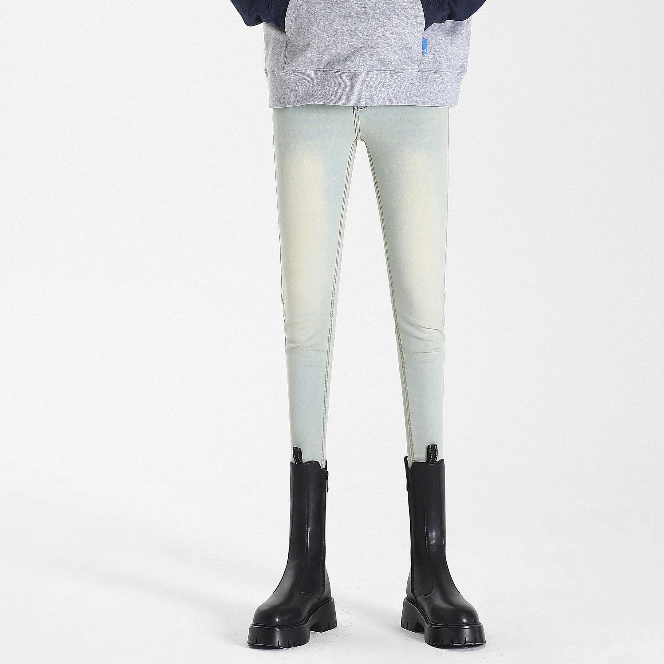 复古风显瘦小腿裤子潮牌蓝色高品质男铅笔裤弹力小脚裤修身牛仔裤