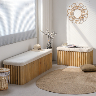 实木收纳凳储物凳可坐长条凳侘寂风换鞋 店民宿休息长凳 凳商场服装