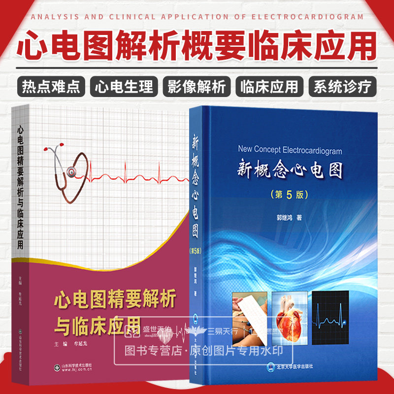心电图精要解析与临床应用+新概念心电图第5版 两本套装 各种异常心电图表现 心电生理医生心电图医生和内科学专业医生学习和借鉴