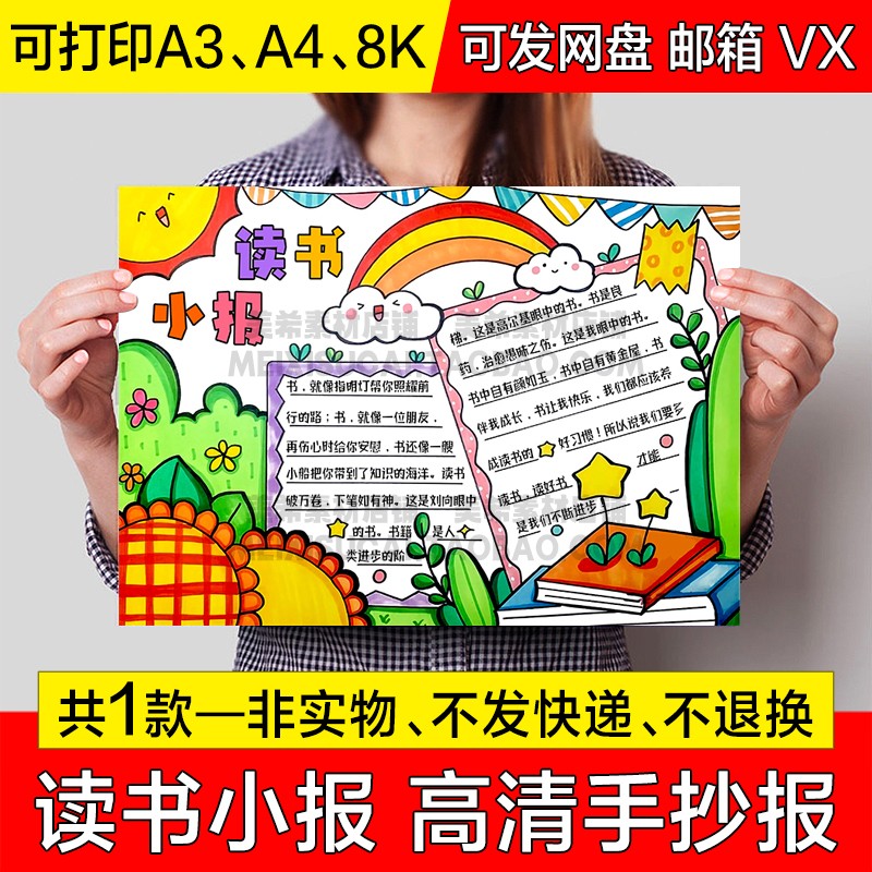 绿色读书小报手抄报电子版小学生我爱读书阅读a4线稿a3模板8k素材怎么看?