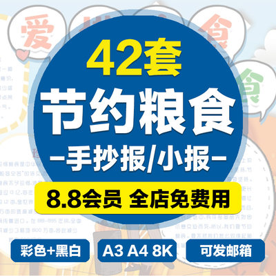 节约粮食光盘行动电子手抄报模版 珍惜食物文明用餐小报线稿模板