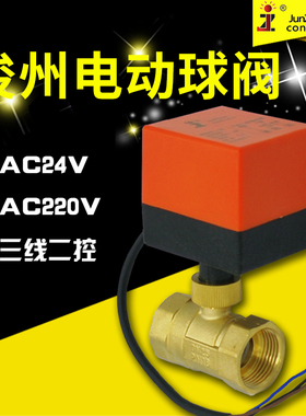 俊州BV2011-32三线二控AC220V电动球阀度正反转二三通阀电磁水阀