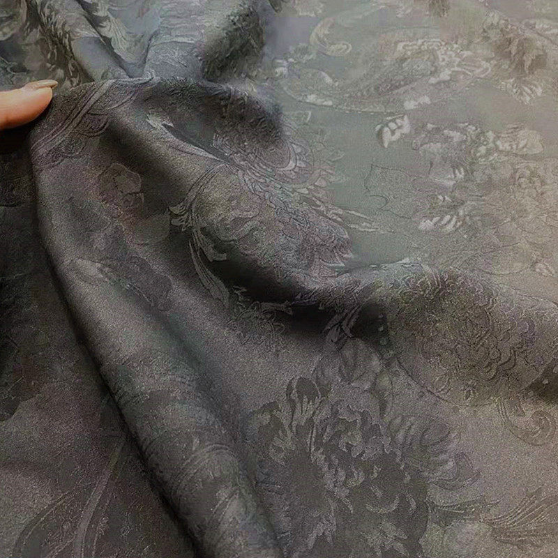 顺德缎面提花香云纱面料正品传统拷莨绸旗袍棉衣袍子等真丝布料