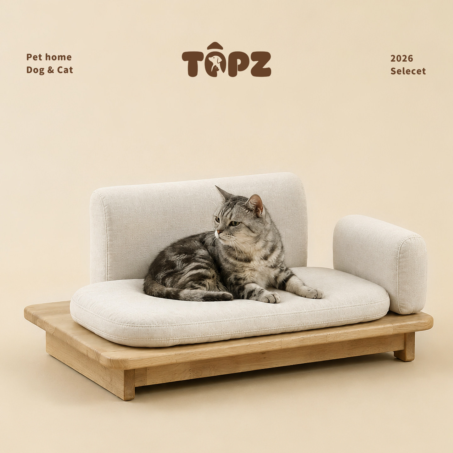 TOPZ宠物沙发原创实木可躺可坐狗窝猫窝布艺可拆洗软垫日式风