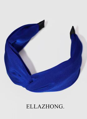 高品缎面~焦点克莱因蓝色发箍女显白静谧头箍发卡简约气质发饰ins