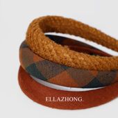 复古小众发箍头箍简约气质文艺巴恩风发卡美拉德咖色百搭羊毛发饰